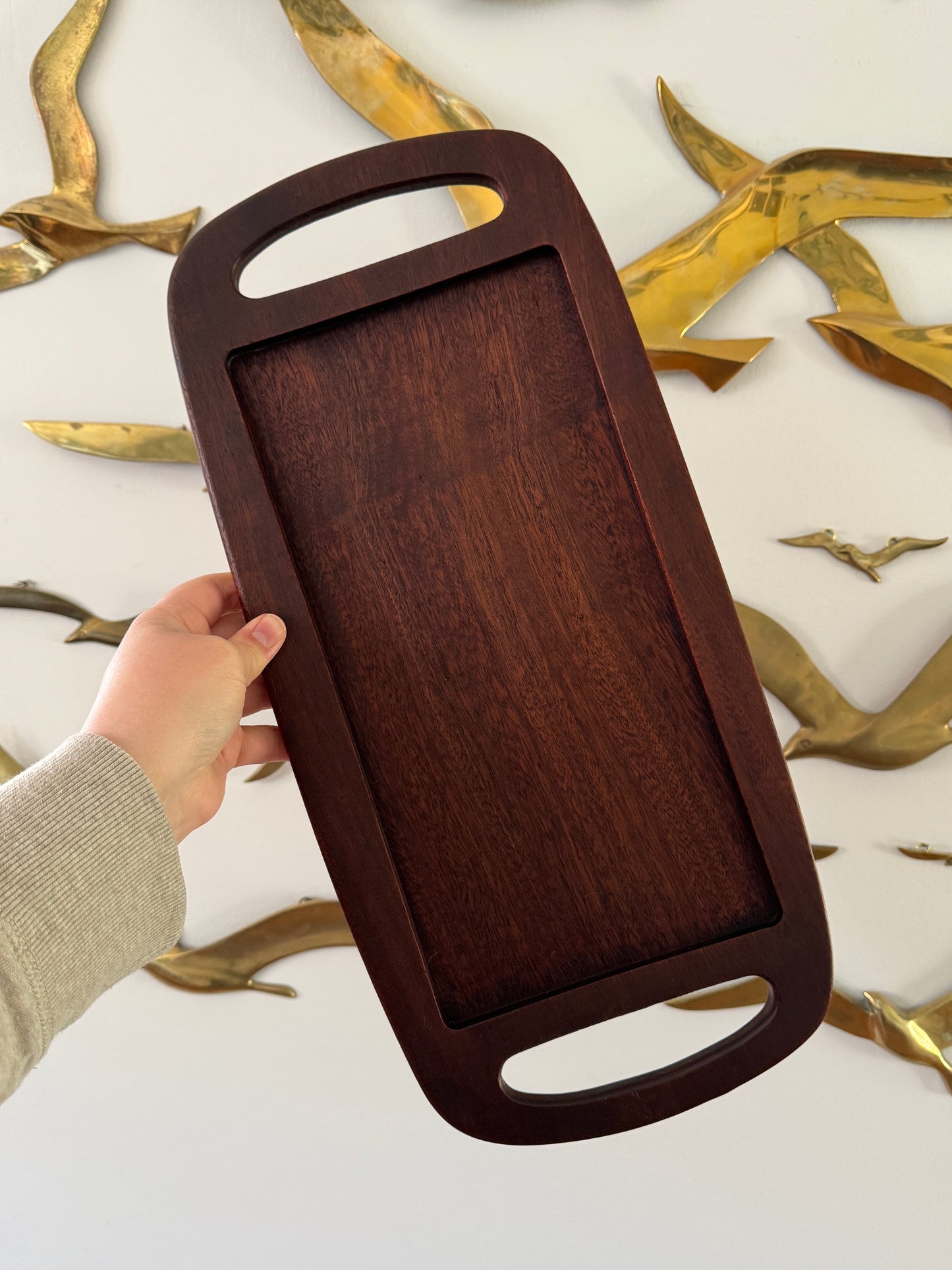 Dark Wood Tray with Handles - Made in Belgium