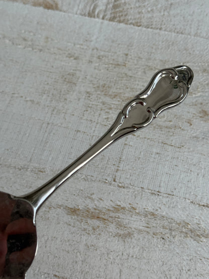 Vintage Silver Tone Etched Merry Christmas Cake Serving Utensil - Silver Tone Cake Knife Server