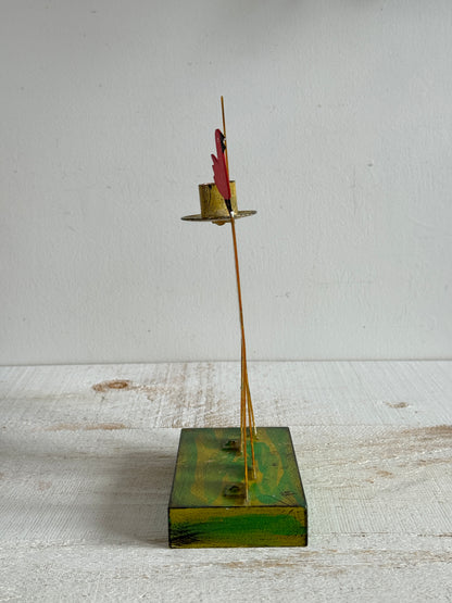 PICK ONE: Funky Folk Art Candle Holder - Acme Animal Cat OR Bird Folk Painted Candle Holder