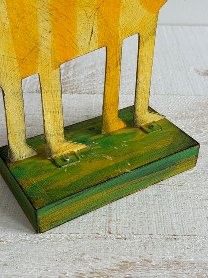 PICK ONE: Funky Folk Art Candle Holder - Acme Animal Cat OR Bird Folk Painted Candle Holder