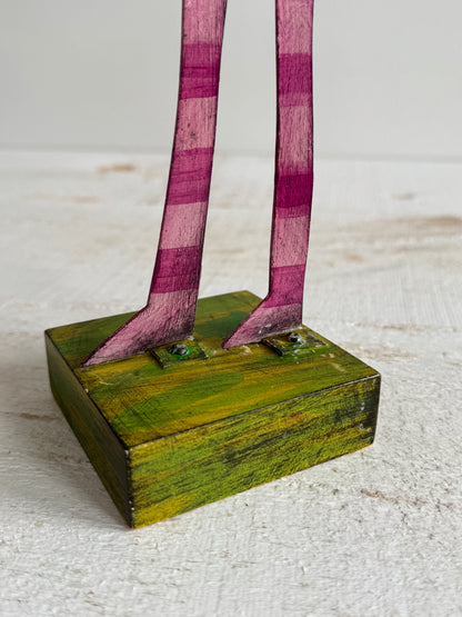 PICK ONE: Funky Folk Art Candle Holder - Acme Animal Cat OR Bird Folk Painted Candle Holder