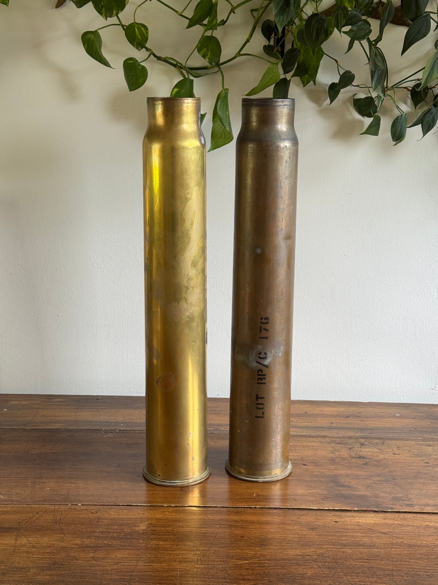 PICK ONE: Large Brass Trench Art Floor Vases