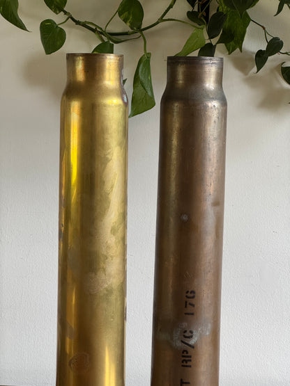 PICK ONE: Large Brass Trench Art Floor Vases