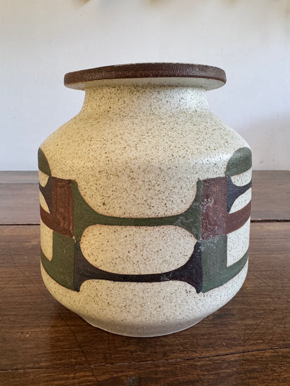 Vintage Mid Century Style Painted Israel Pottery Vase