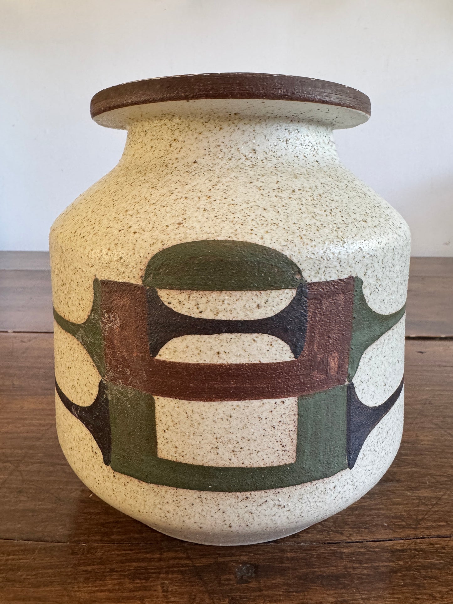 Vintage Mid Century Style Painted Israel Pottery Vase