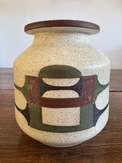 Vintage Mid Century Style Painted Israel Pottery Vase