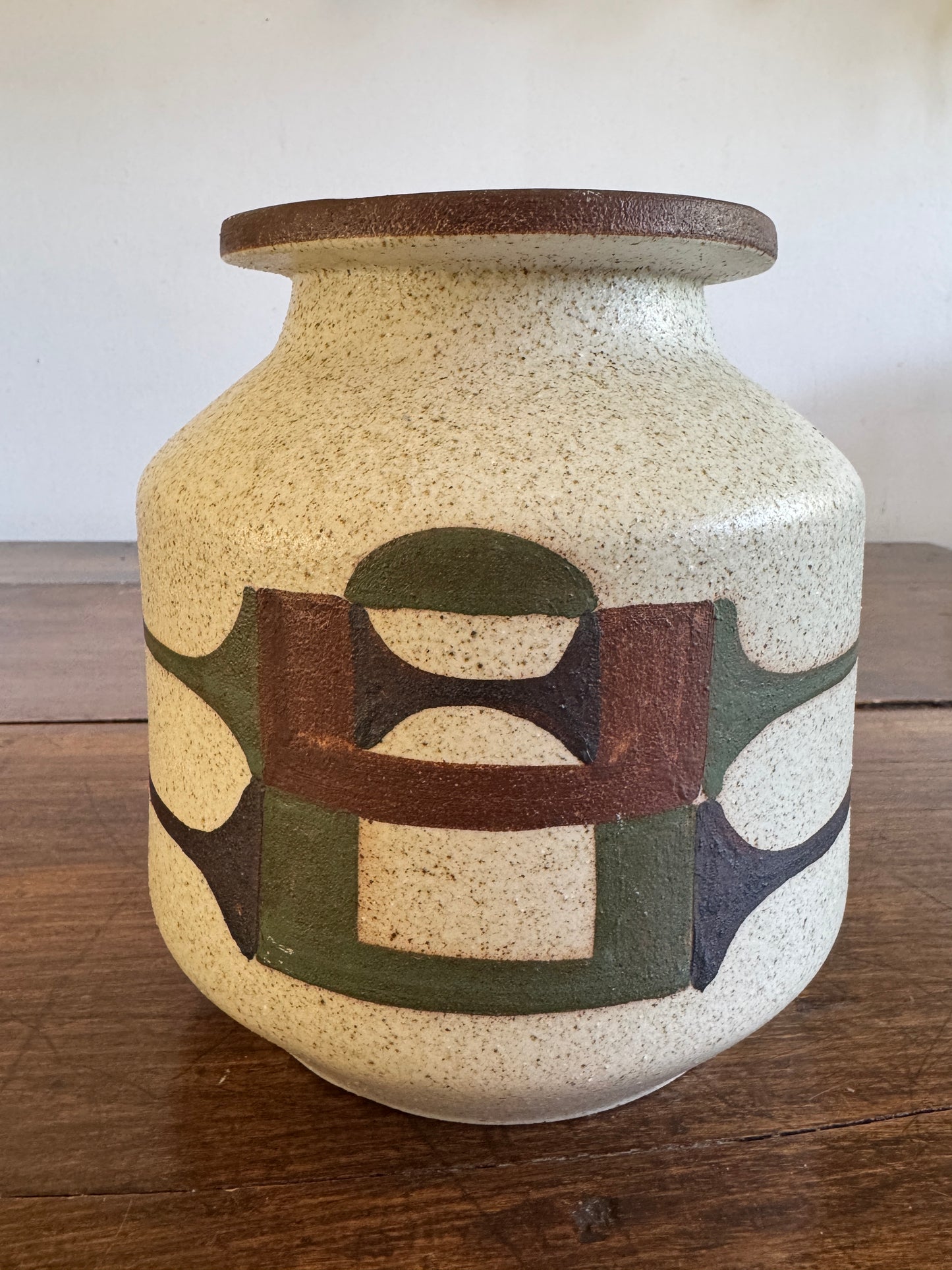 Vintage Mid Century Style Painted Israel Pottery Vase