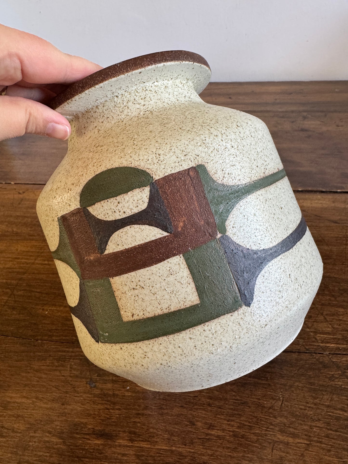Vintage Mid Century Style Painted Israel Pottery Vase