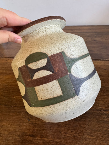 Vintage Mid Century Style Painted Israel Pottery Vase