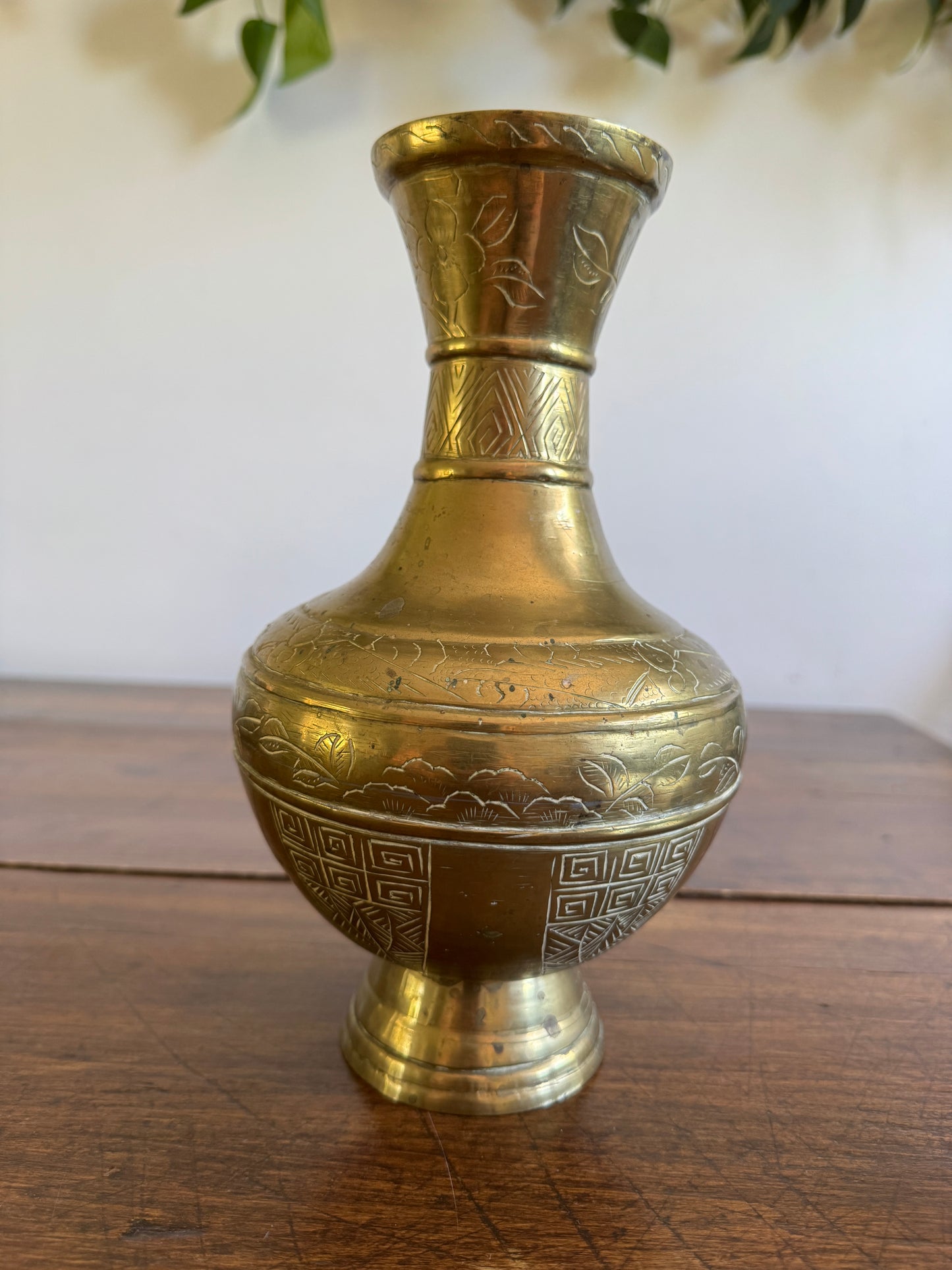 Large Brass Etched Vase - Made in China
