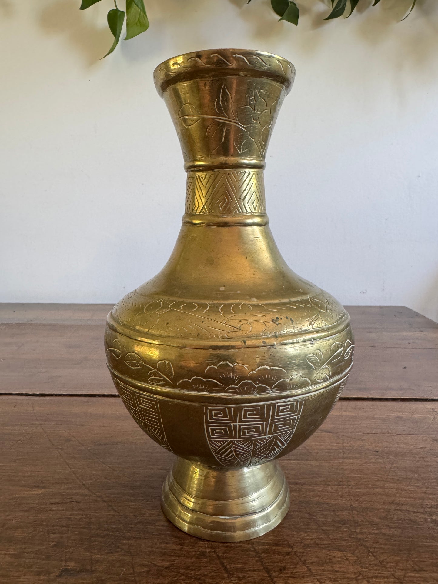 Large Brass Etched Vase - Made in China