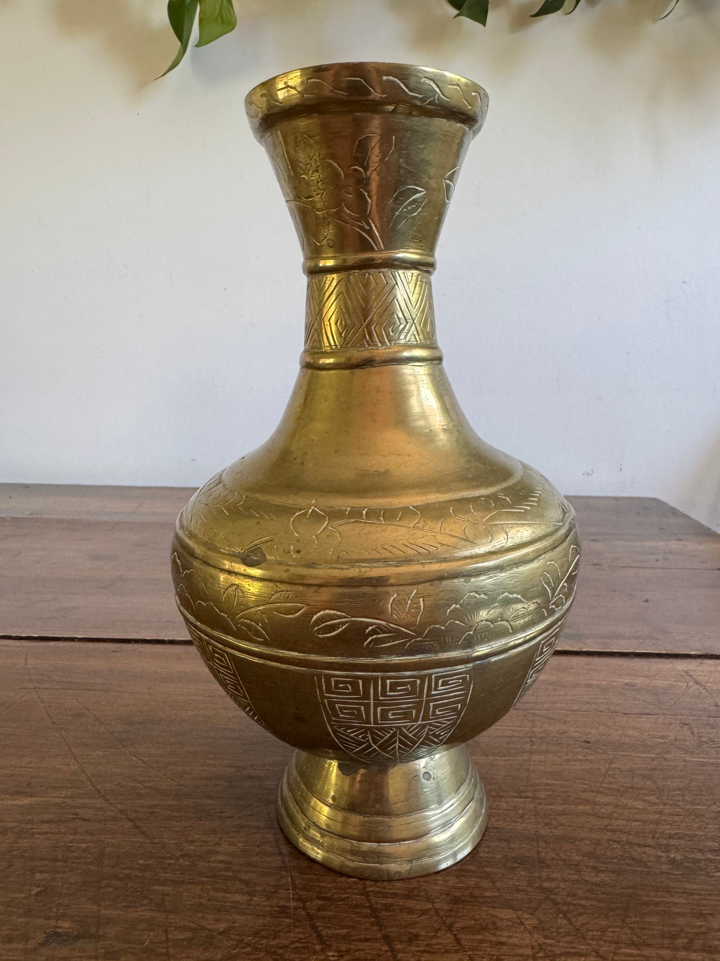 Large Brass Etched Vase - Made in China