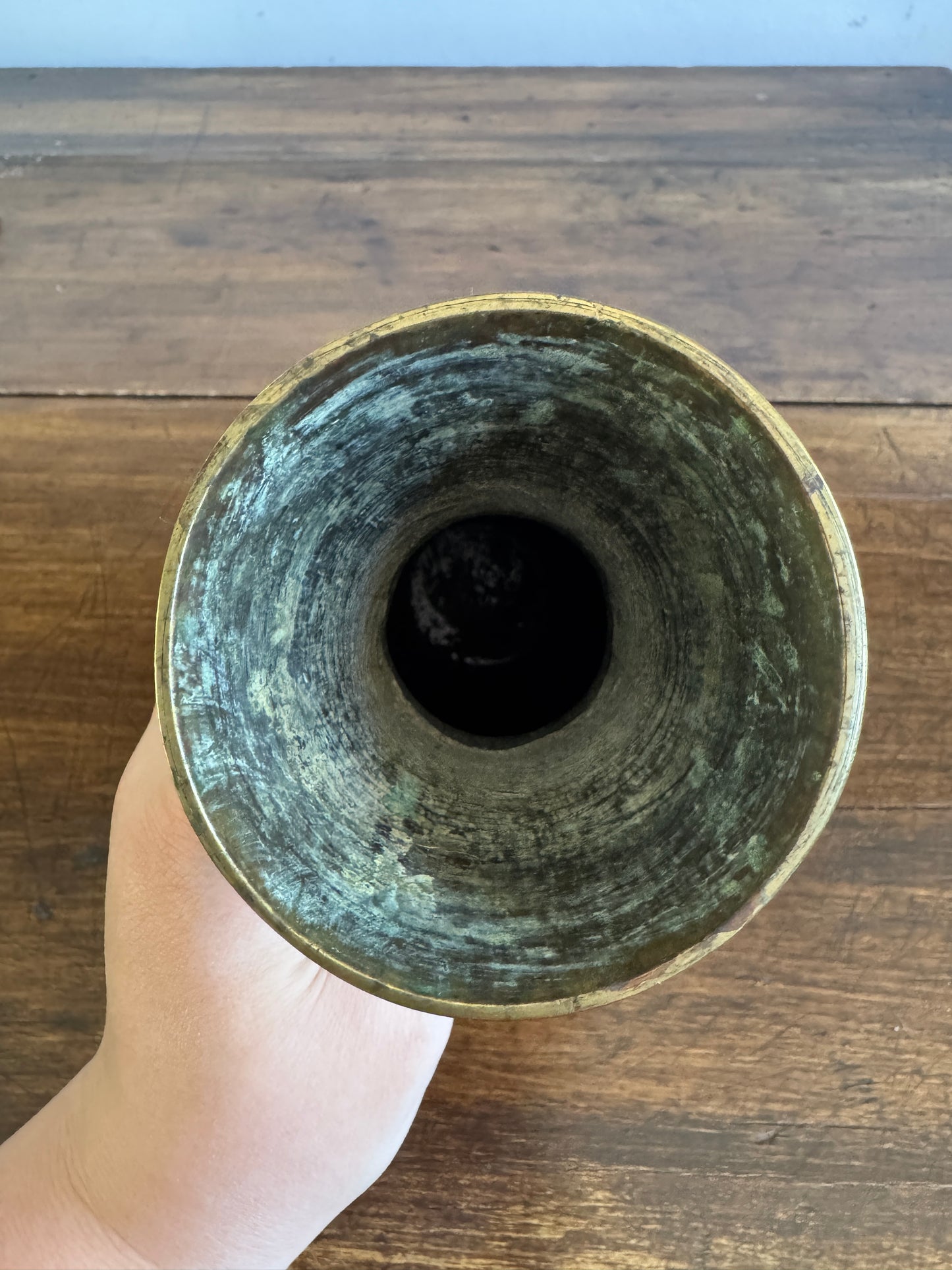 Large Brass Etched Vase - Made in China