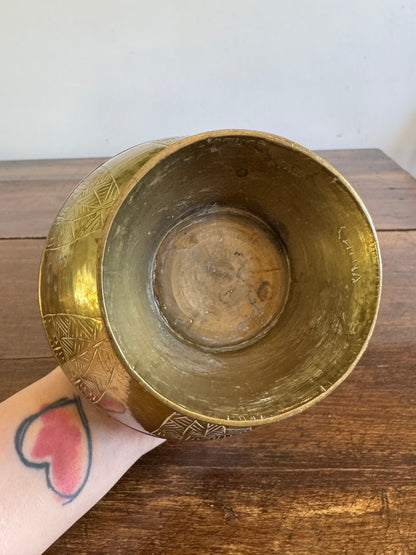 Large Brass Etched Vase - Made in China