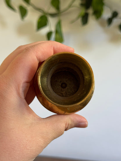 Three Mini Brass Vases with Etched Detailing - Made in India