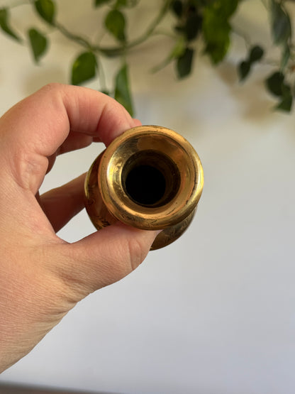 Three Mini Brass Vases with Etched Detailing - Made in India