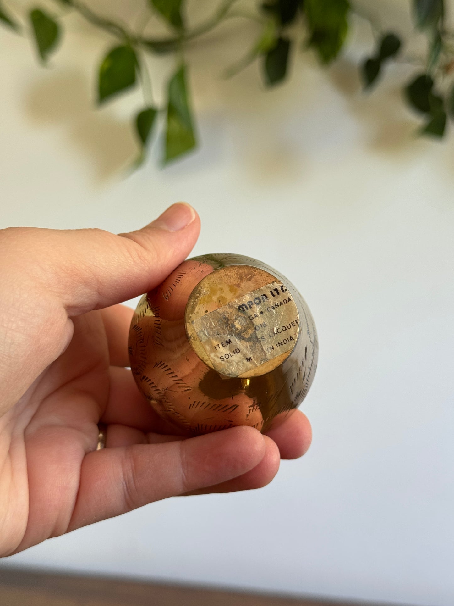 Three Mini Brass Vases with Etched Detailing - Made in India