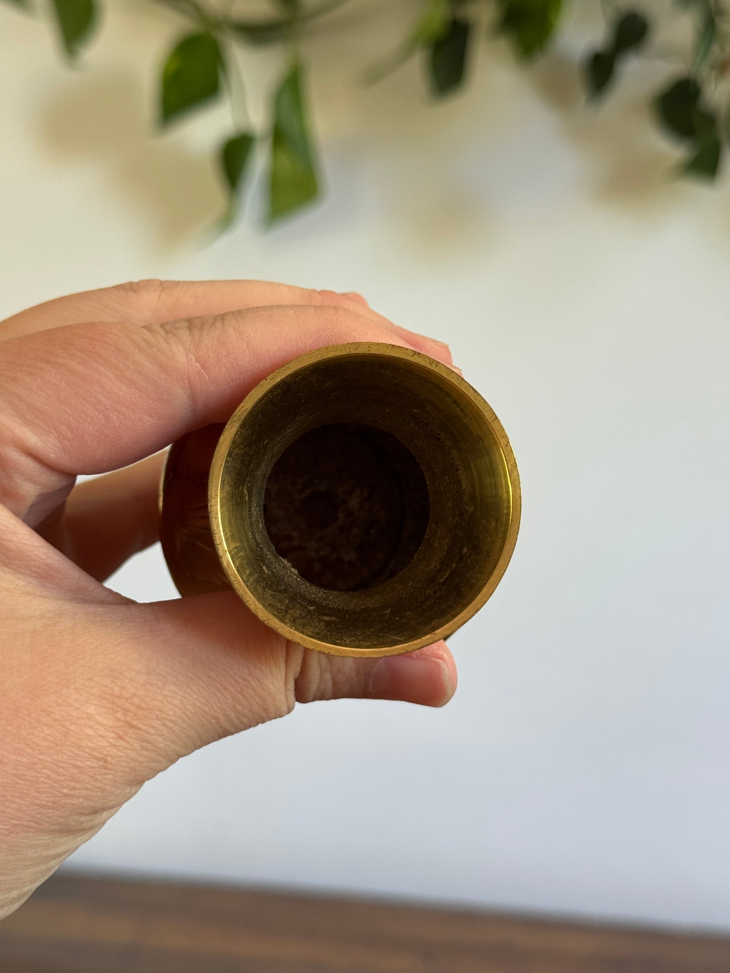 Three Mini Brass Vases with Etched Detailing - Made in India