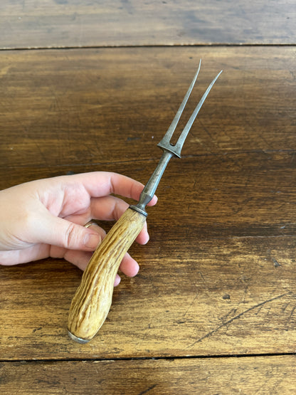 Vintage English Carving Fork with Horn Handle