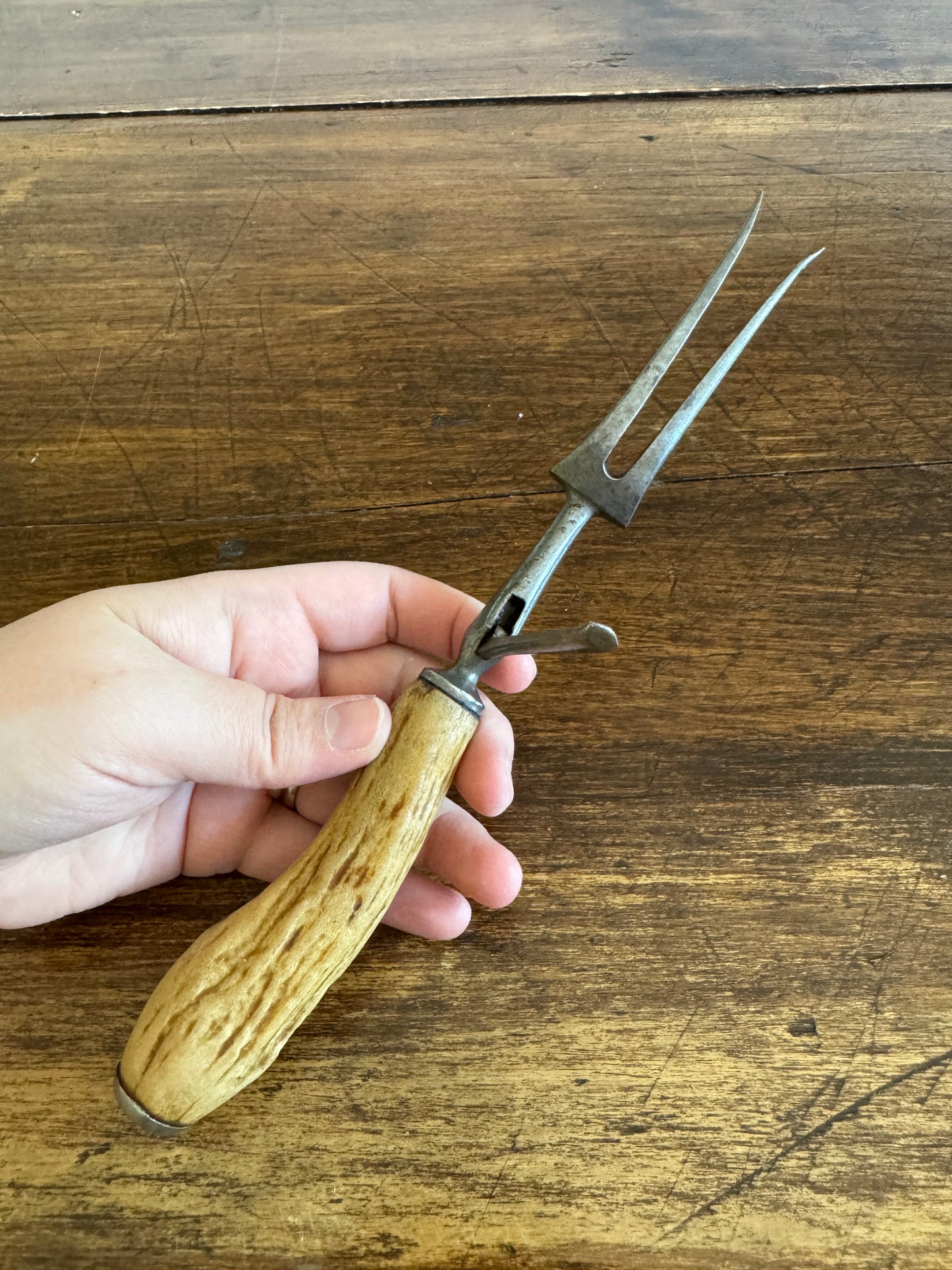 Vintage English Carving Fork with Horn Handle