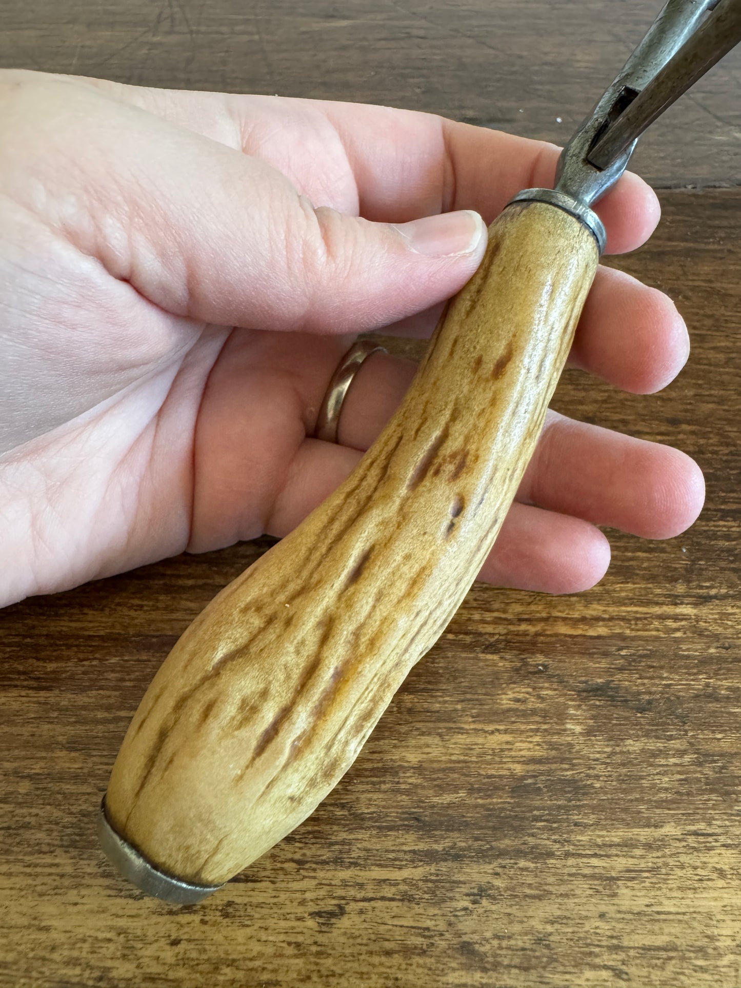 Vintage English Carving Fork with Horn Handle