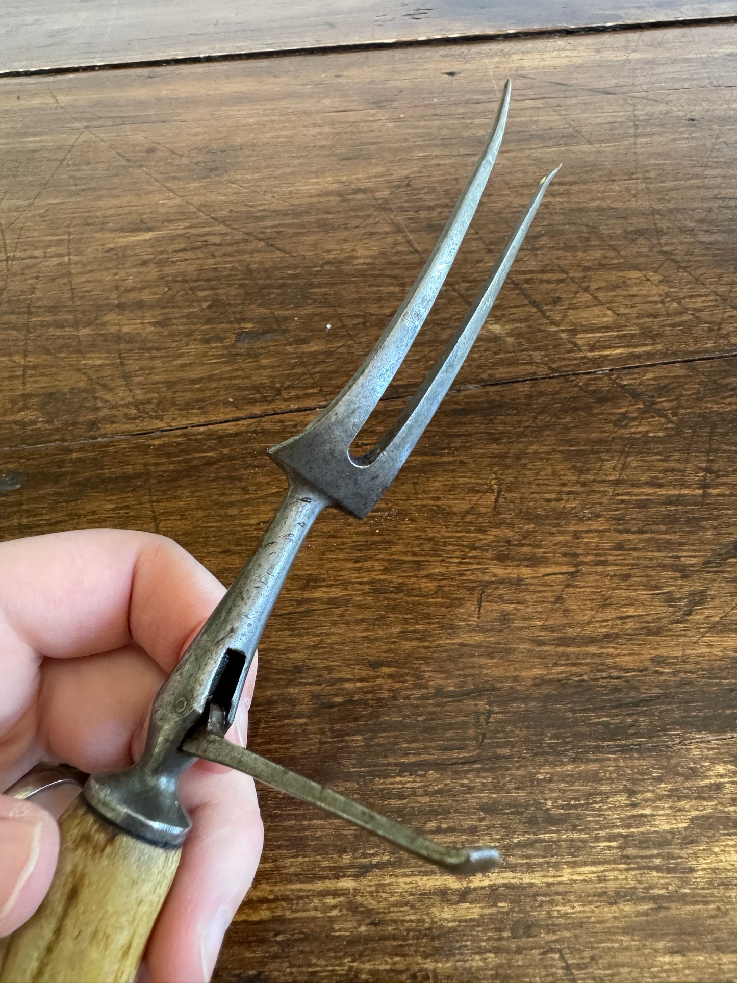 Vintage English Carving Fork with Horn Handle
