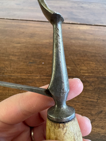 Vintage English Carving Fork with Horn Handle
