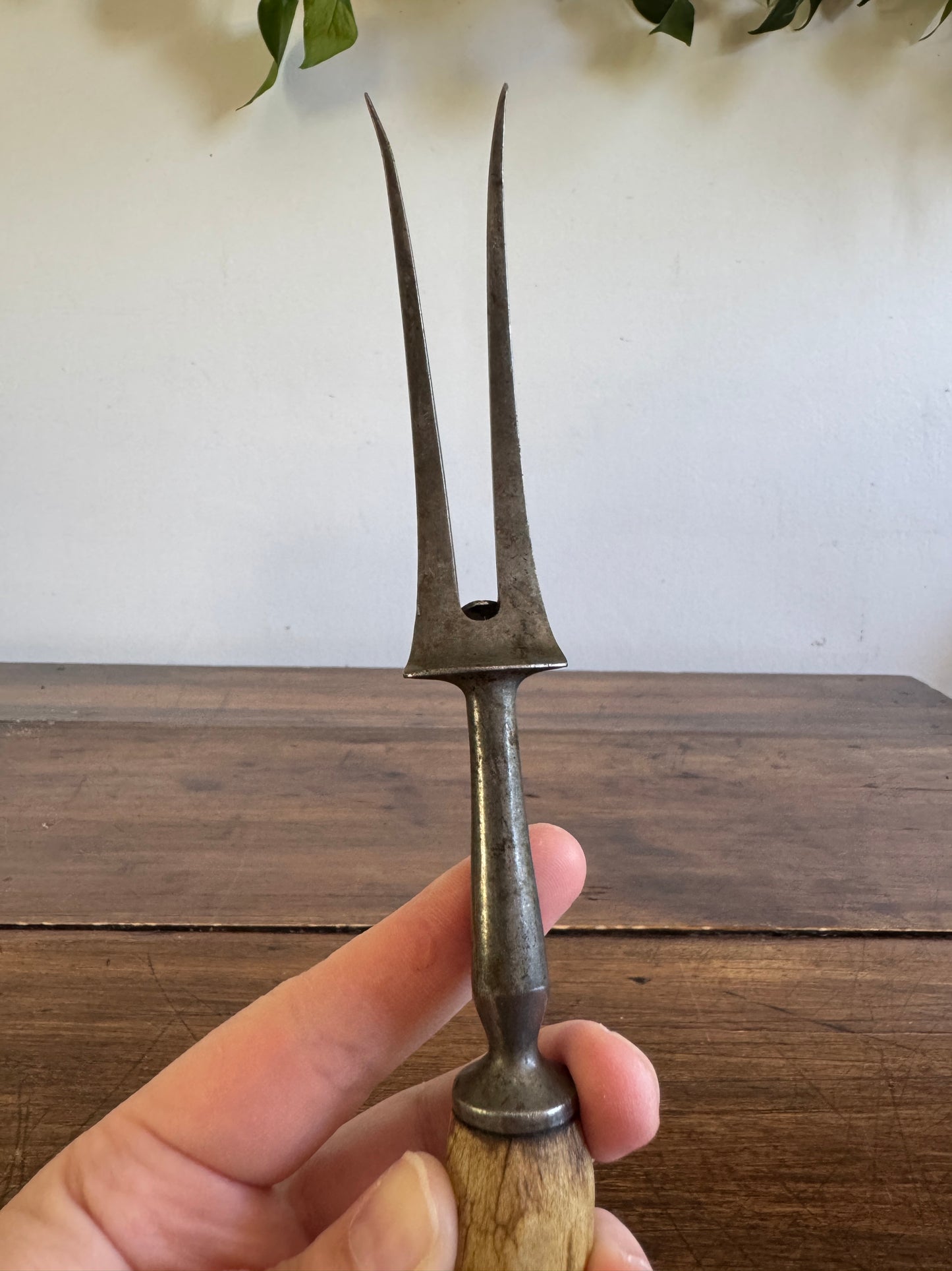 Vintage English Carving Fork with Horn Handle