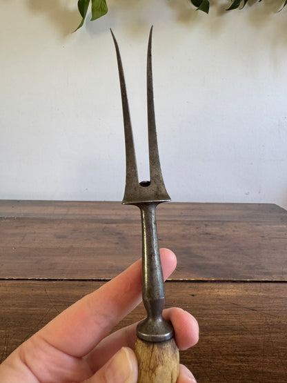 Vintage English Carving Fork with Horn Handle