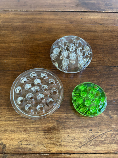 Vintage Lot of Three Glass Flower Frogs