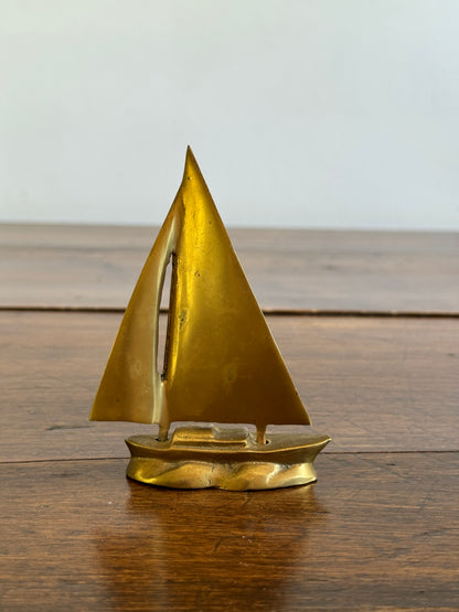 Small Brass Sailboat Figurine with Removeable Sail