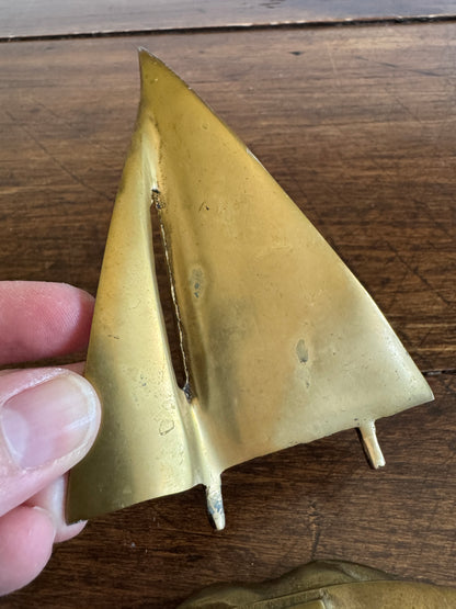 Small Brass Sailboat Figurine with Removeable Sail