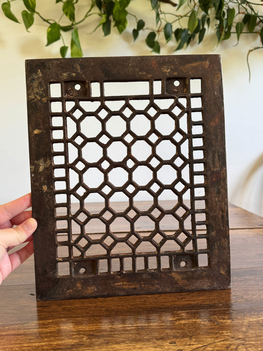 Vintage Floor Vent Grate Cover with Heavy Wear
