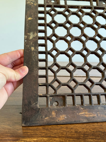 Vintage Floor Vent Grate Cover with Heavy Wear