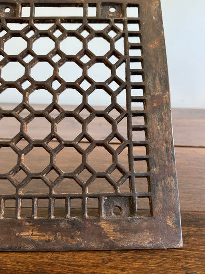 Vintage Floor Vent Grate Cover with Heavy Wear