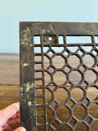 Vintage Floor Vent Grate Cover with Heavy Wear