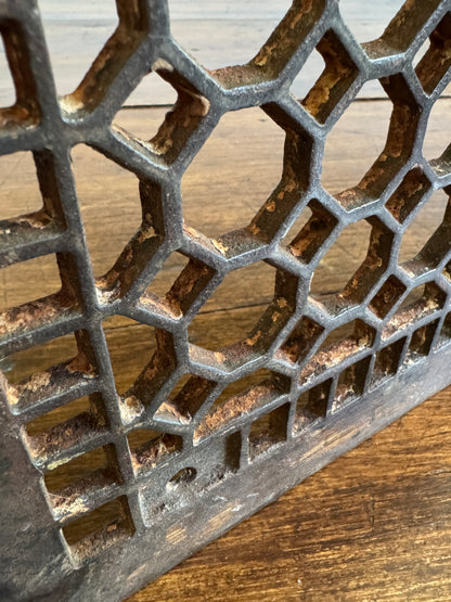 Vintage Floor Vent Grate Cover with Heavy Wear