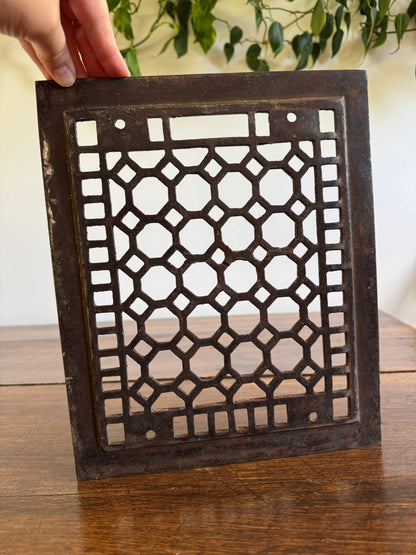 Vintage Floor Vent Grate Cover with Heavy Wear