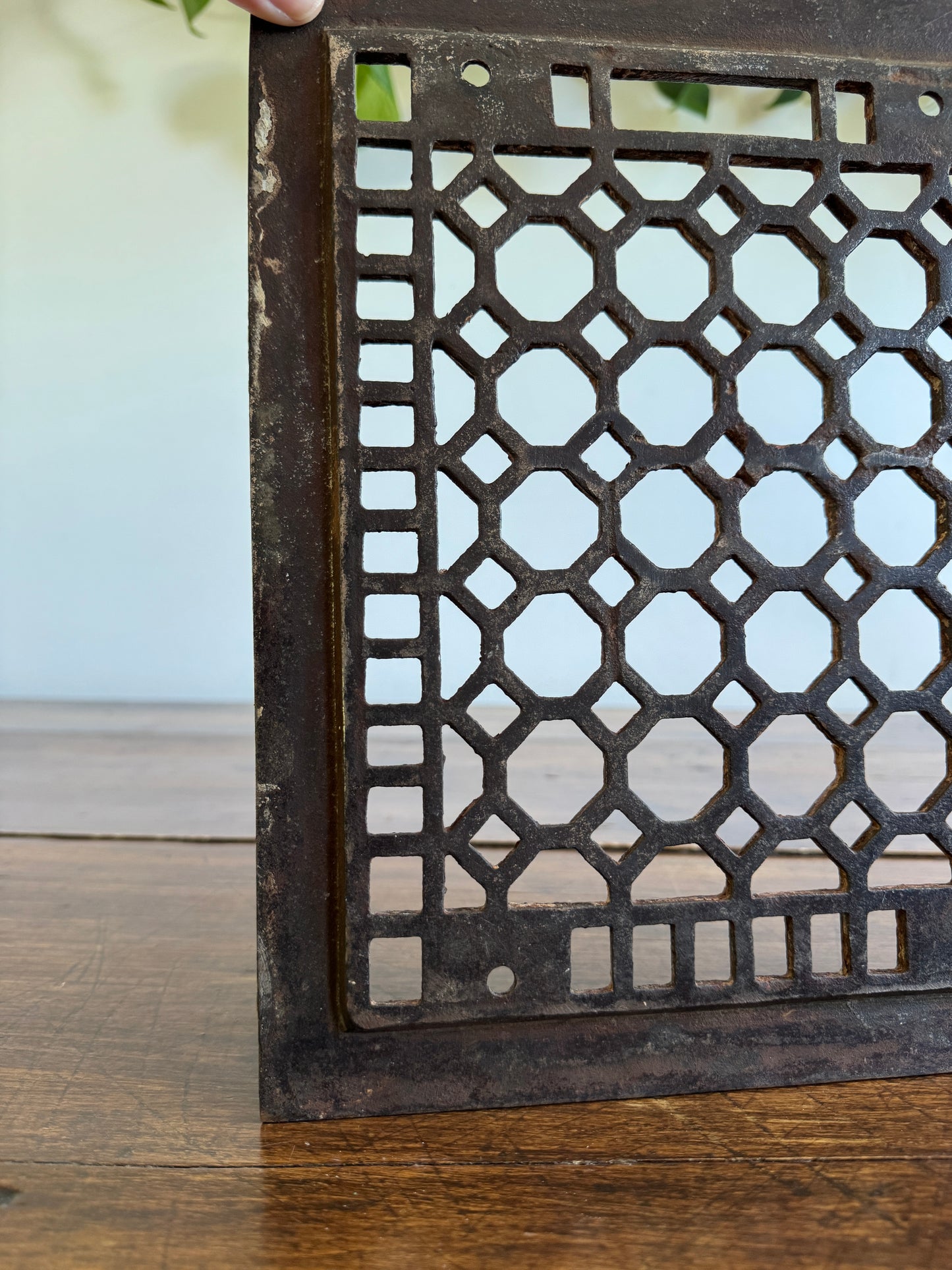 Vintage Floor Vent Grate Cover with Heavy Wear