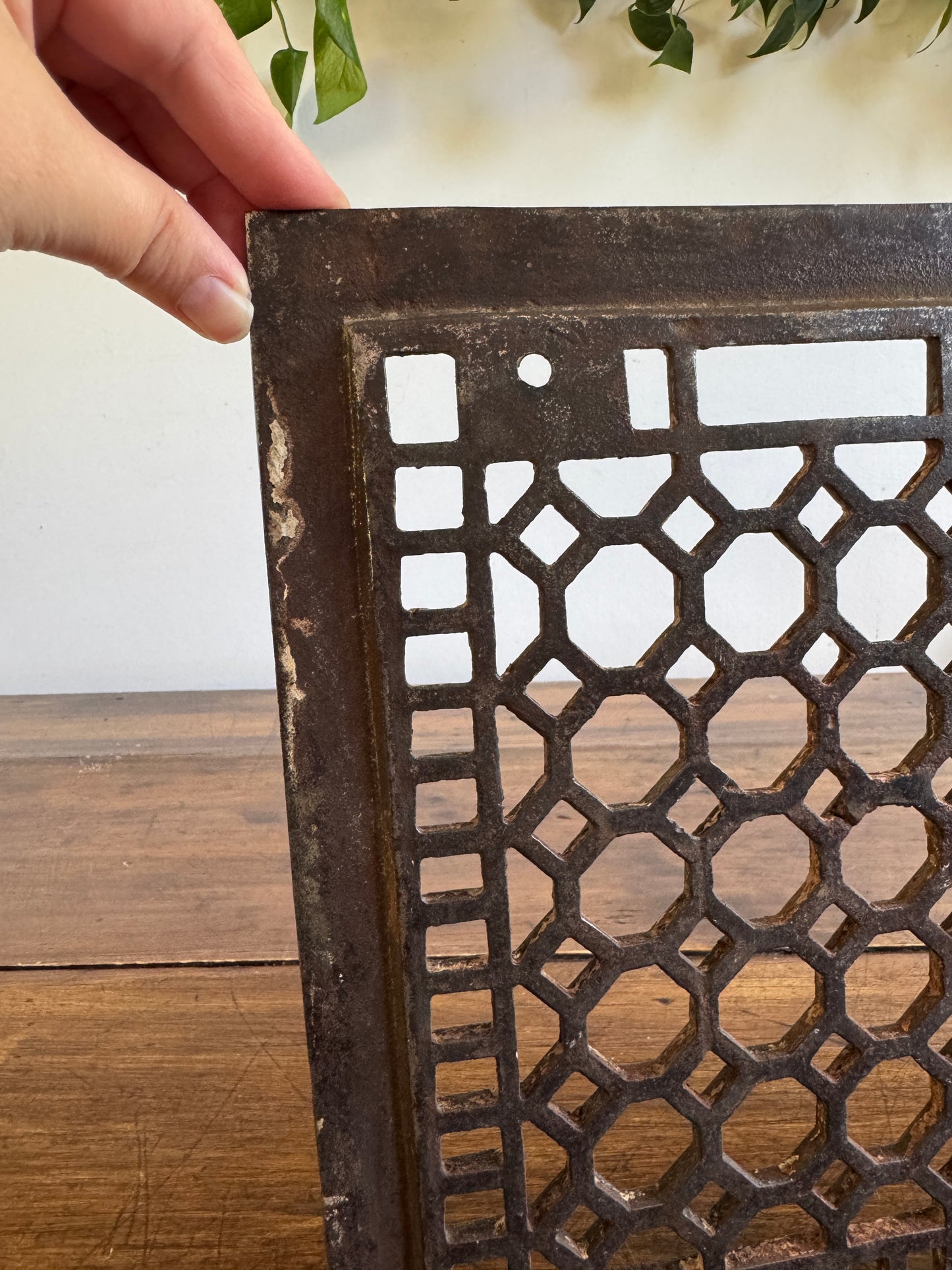 Vintage Floor Vent Grate Cover with Heavy Wear