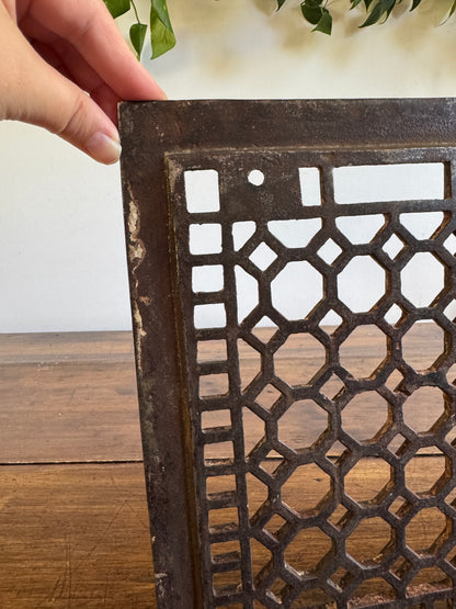 Vintage Floor Vent Grate Cover with Heavy Wear