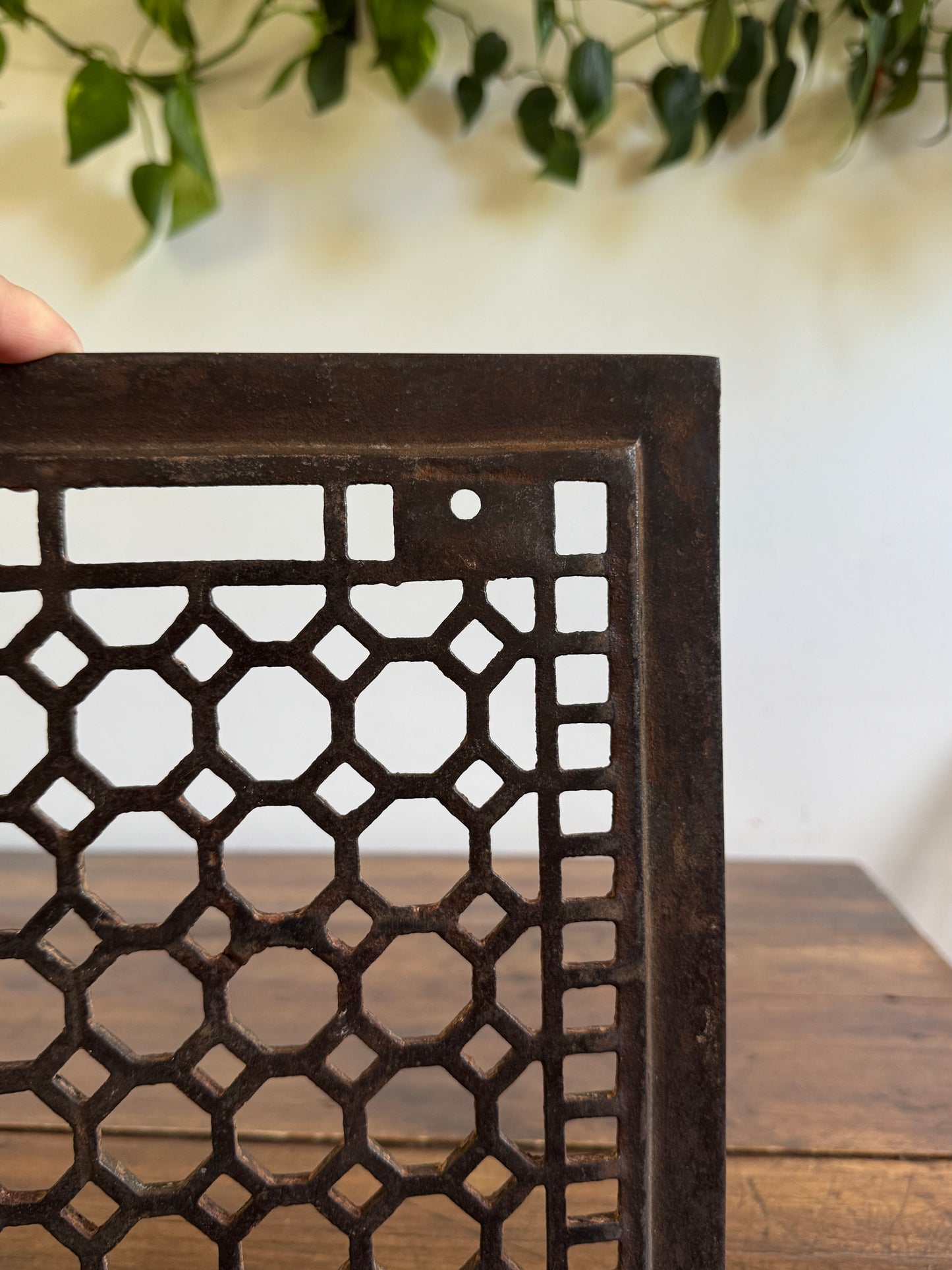 Vintage Floor Vent Grate Cover with Heavy Wear