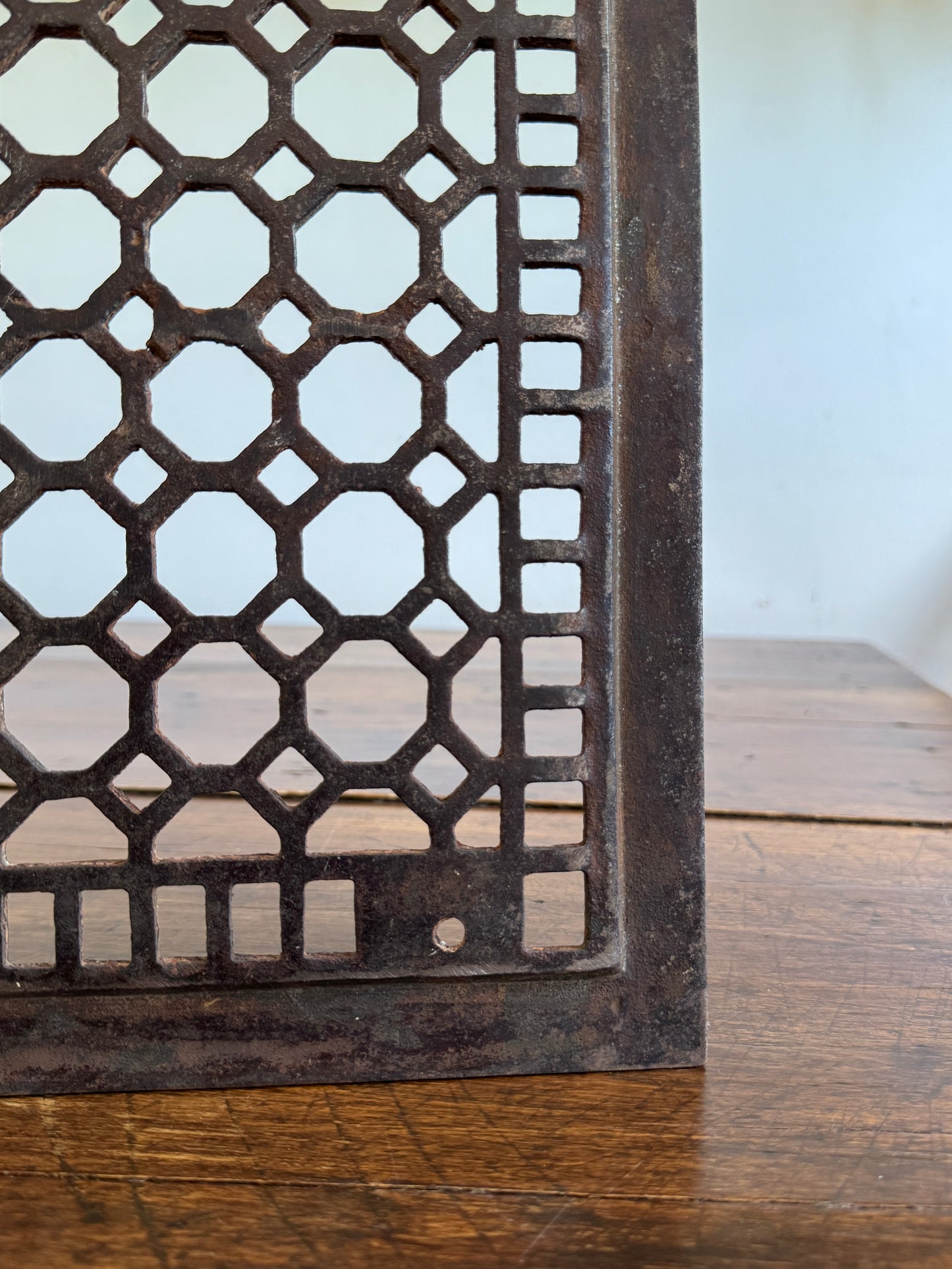 Vintage Floor Vent Grate Cover with Heavy Wear