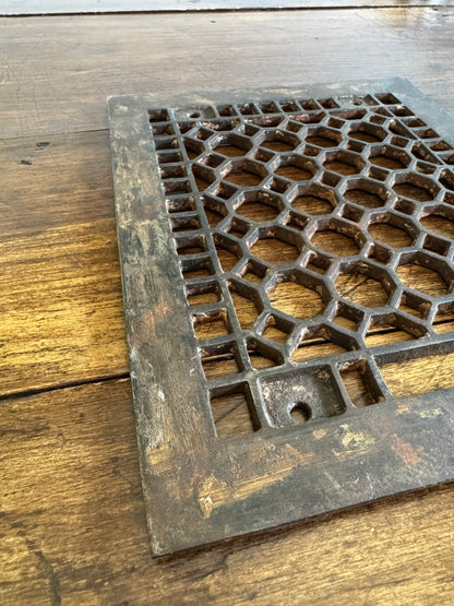 Vintage Floor Vent Grate Cover with Heavy Wear