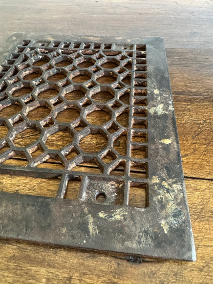 Vintage Floor Vent Grate Cover with Heavy Wear