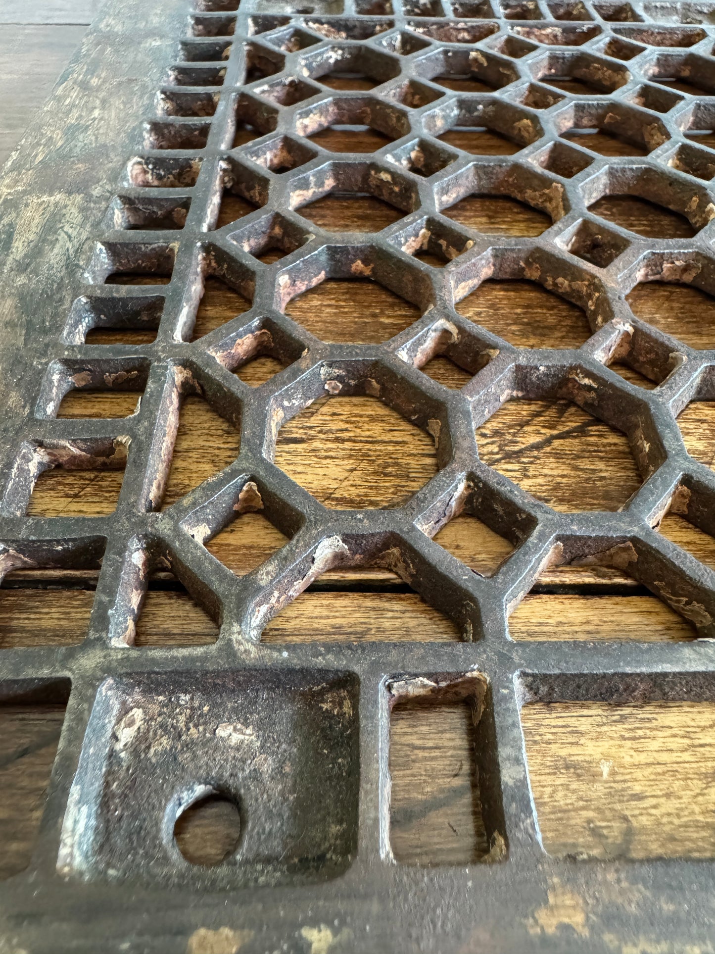 Vintage Floor Vent Grate Cover with Heavy Wear