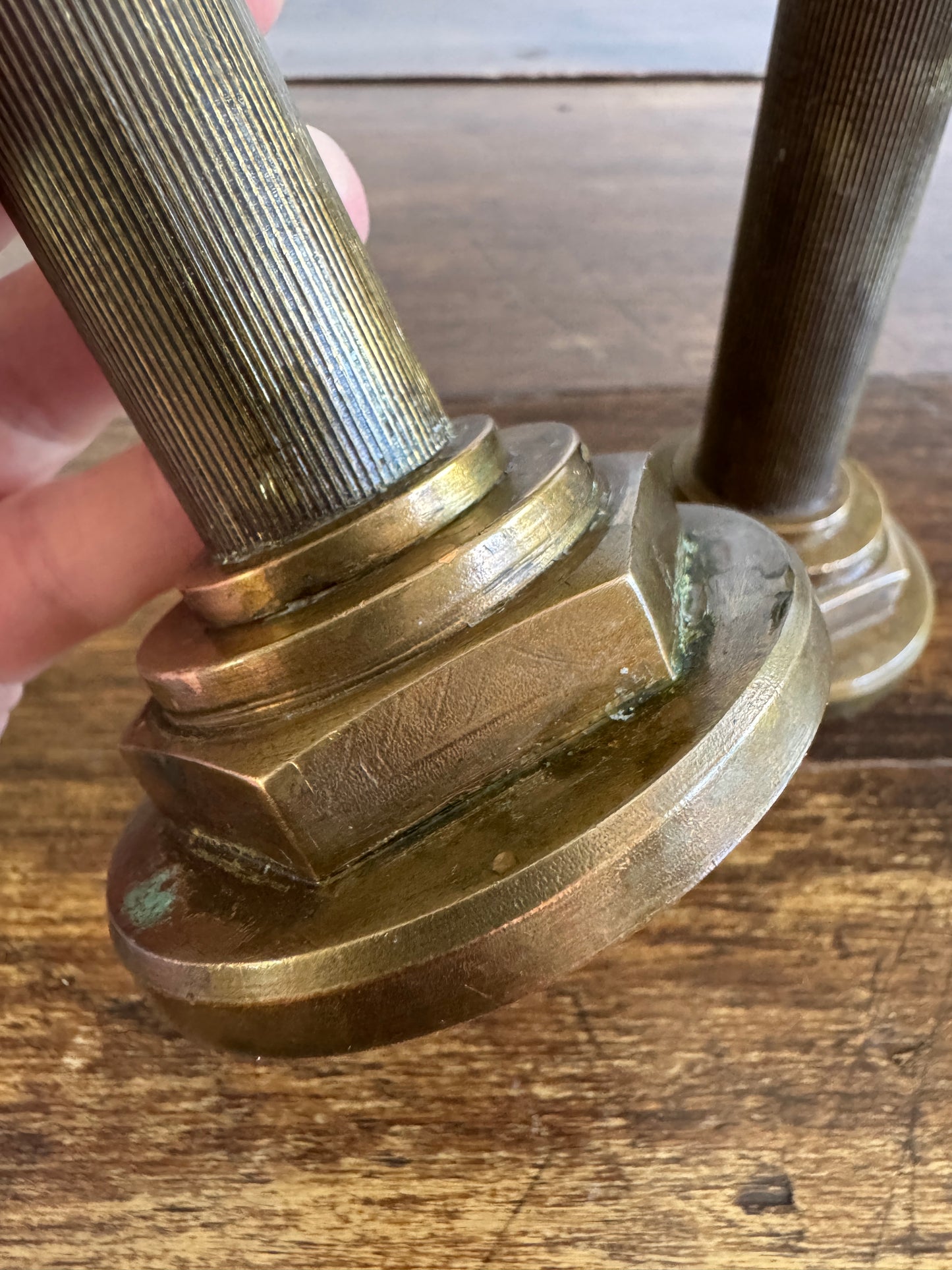 Industrial Brass Candlestick Holders
