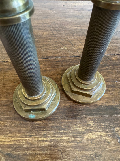 Industrial Brass Candlestick Holders