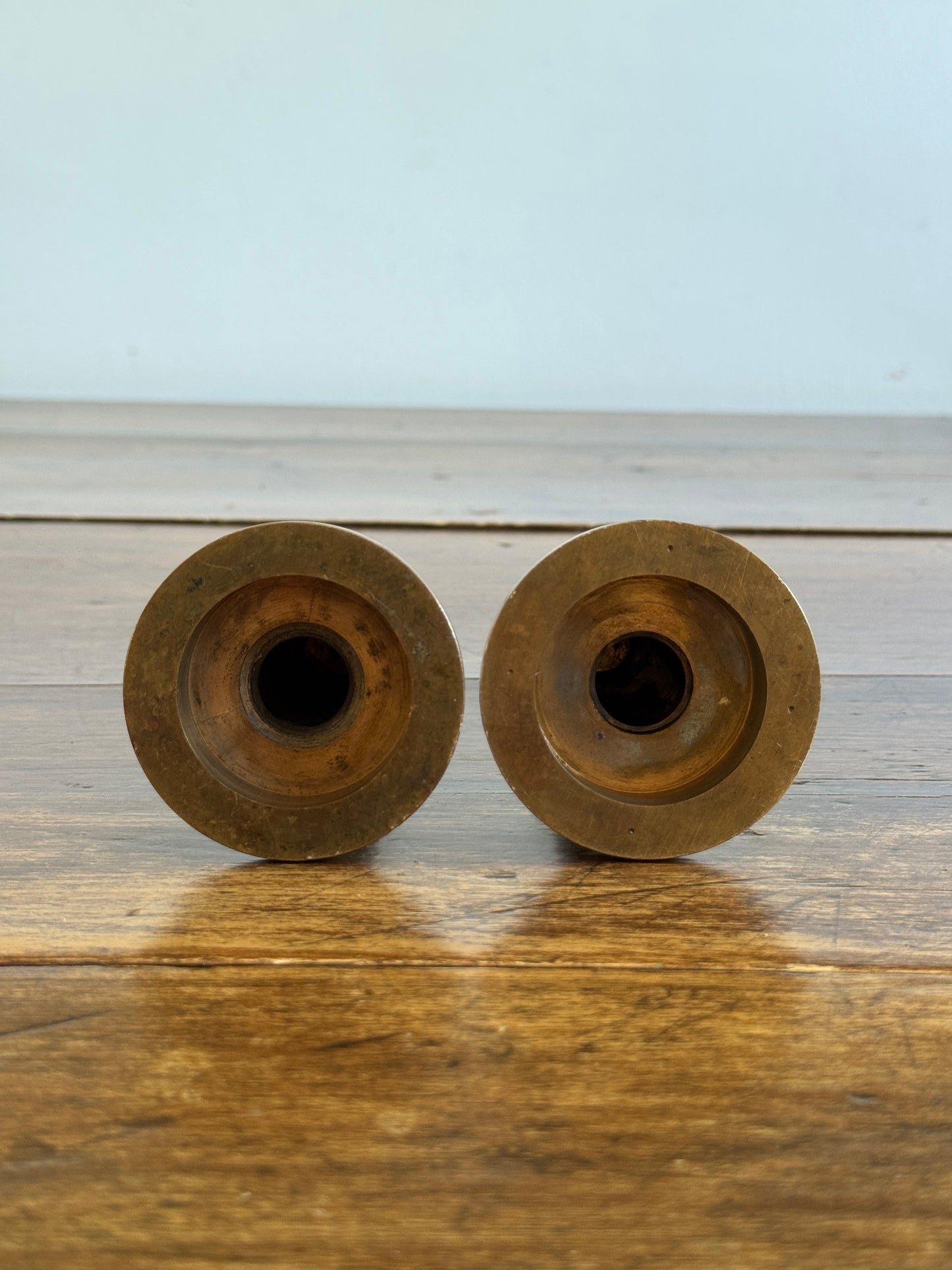 Industrial Brass Candlestick Holders