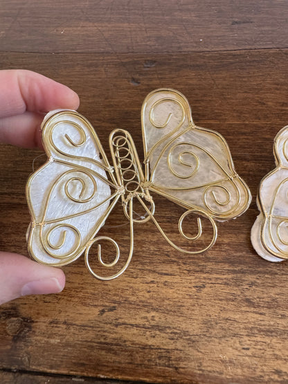 Shell and Metal Butterfly Ornaments - Set of 6 Mixed